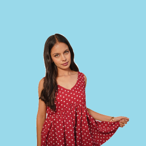 red flared sleeveless top