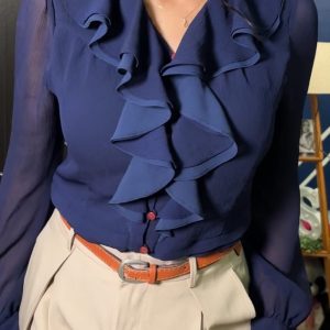 women’s ruffled long sleeve chiffon top