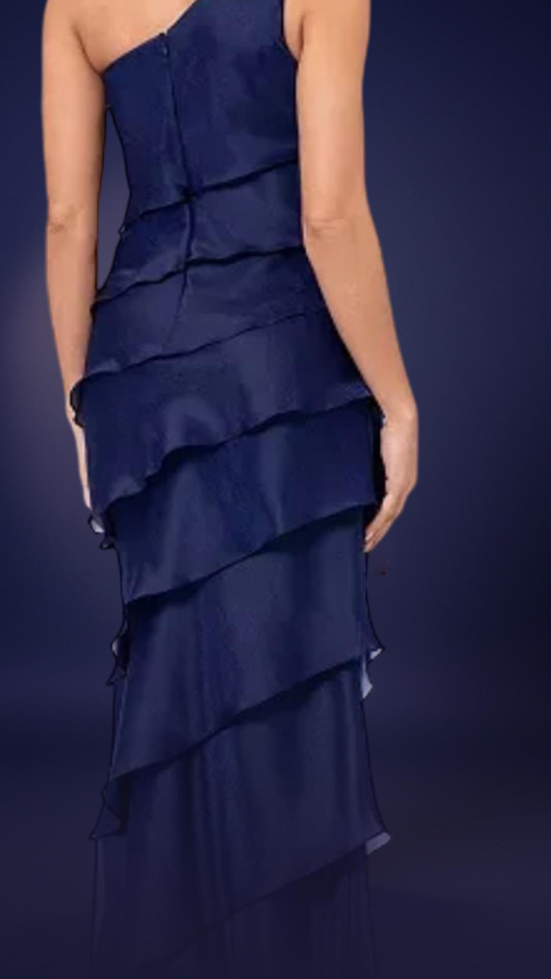 midnight ruffle one shoulder gown midnight ruffle one shoulder gown