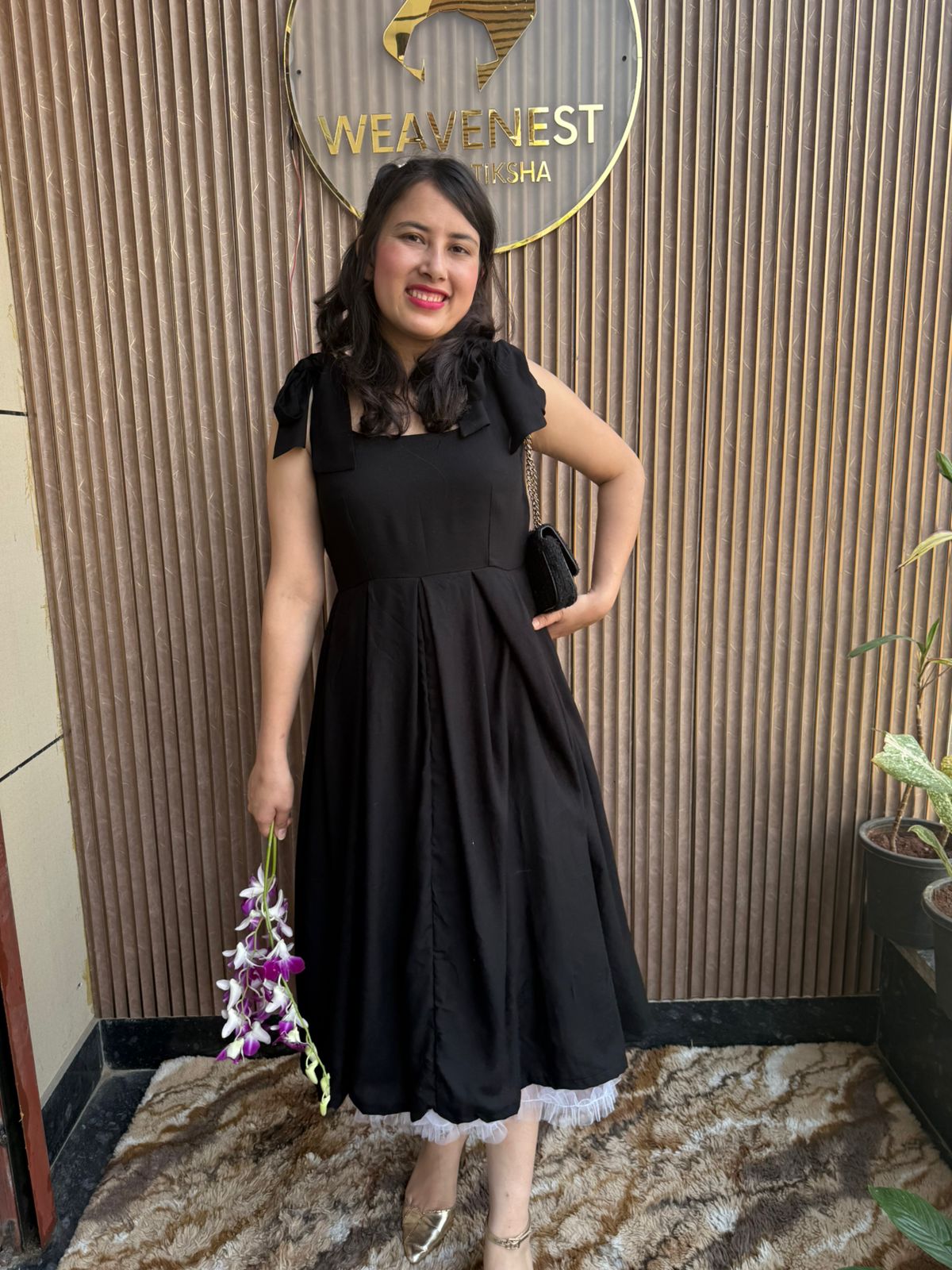 women's black fit & flare midi dress women's black fit & flare midi dress