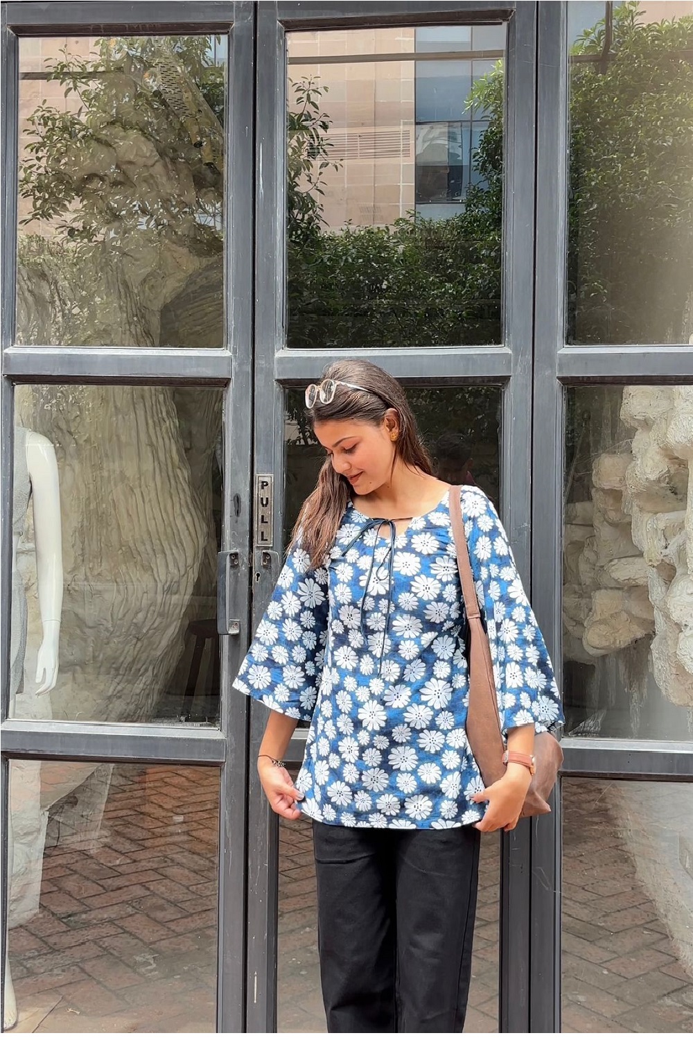 blue floral printed kurti top blue floral printed kurti top