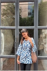 blue floral printed kurti top