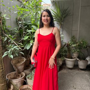 red flair dress