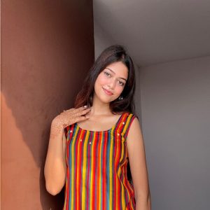 multicolor striped cotton kurti